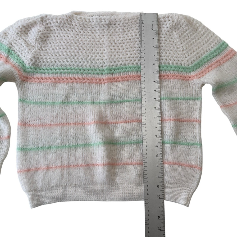 Vintage Parallel Lines‎ Sweater Pastel Stripe Soft Girl Knit Cropped Women's M - Picture 7 of 11